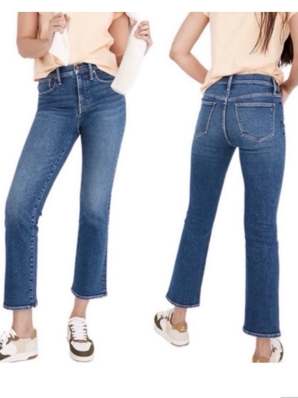 Madewell Cali Demi- boot Medium Blue Cropped Straight Jeans-